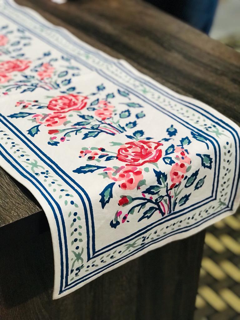 Rosabella Rosalind Jaipuri Hand Block Print Cotton Table Runner