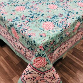 Flower Open with Jaal Hand Block Print Cotton Bedsheet With Two Reversible Pillow Cover