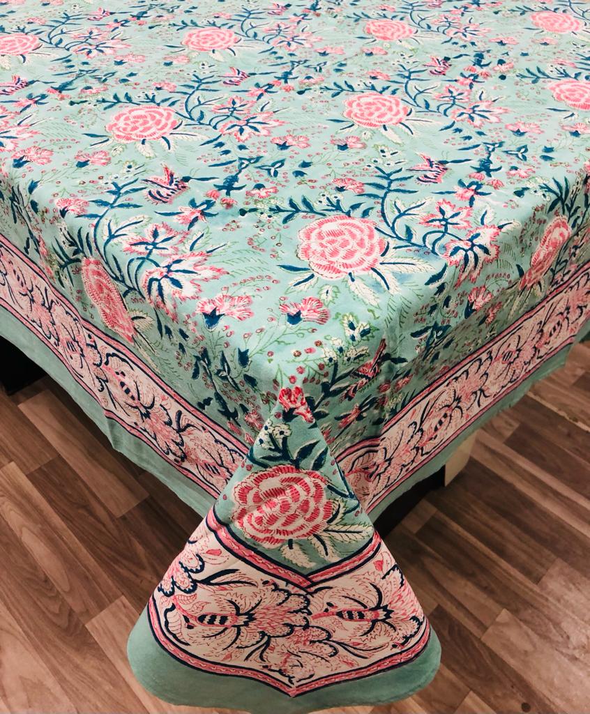 Flower Open with Jaal Hand Block Print Cotton Bedsheet With Two Reversible Pillow Cover
