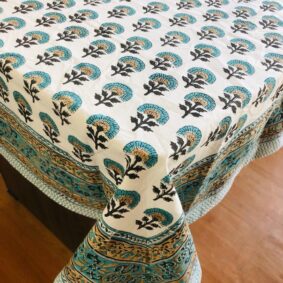 Grey Butti Flowrel Hand Block Print Jaipuri Cotton Bedsheet With Two Reversible Pillow Cover